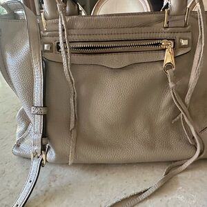 Rebecca Minkoff taupe leather satchel with gold hardware